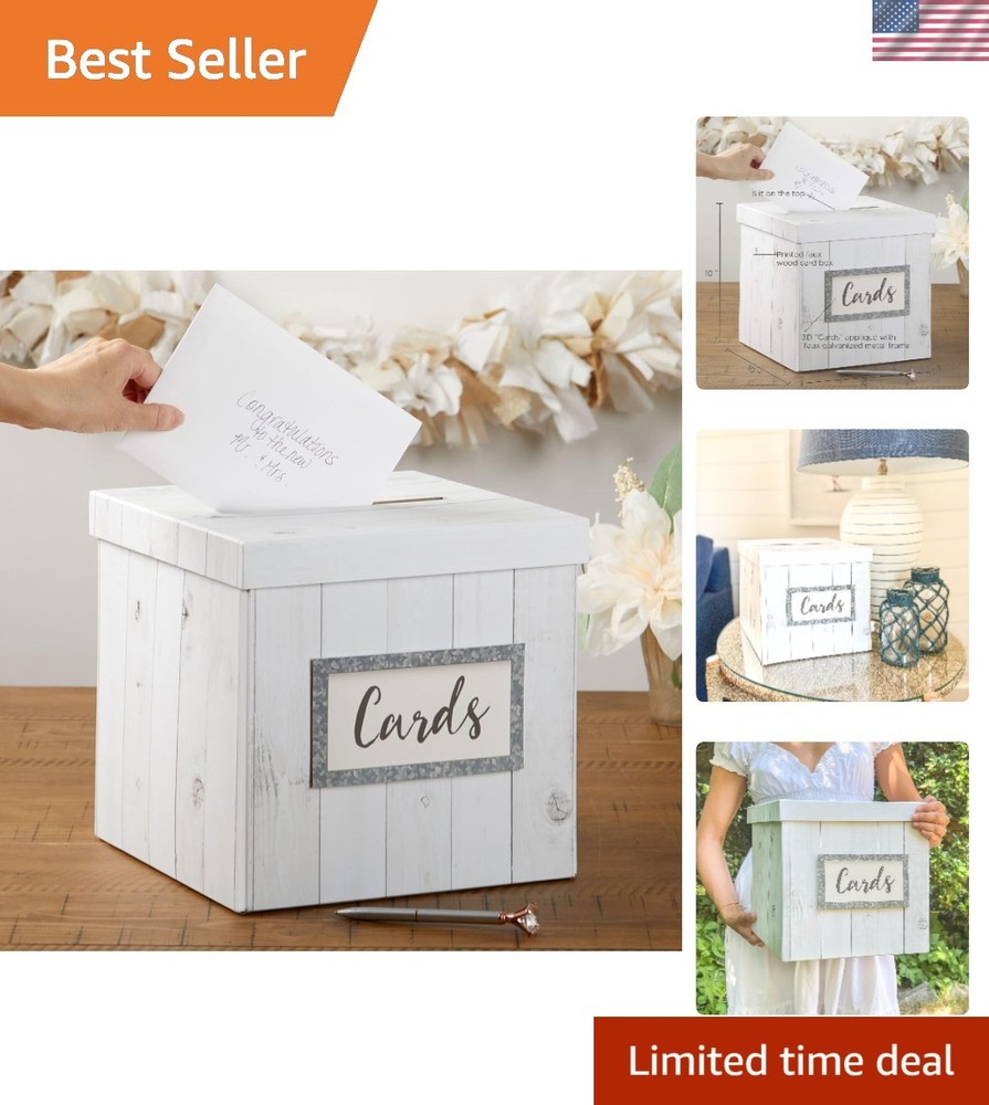 Collapsible Rustic Wood Card Box – Ideal for Wedding Receptions and Showers