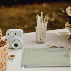 Elegant Sage Wedding Guest Book, 50 Pages, Linen Cover, 9×7 inches