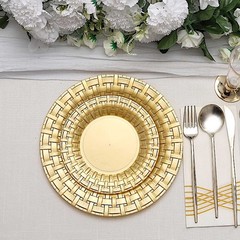 Plastic GOLD with Basketweave 10″ PLATES Disposable Party Wedding WHOLESALE