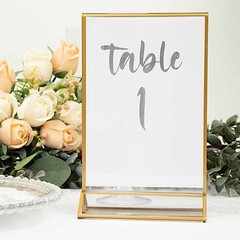 Gold Clear 6 Acrylic 5″x9″ Freestanding Double Sided Table Sign Holders Party