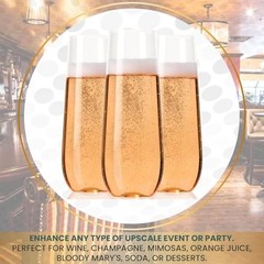 30 Plastic Stemless Champagne Flutes – Disposable Unbreakable toasting