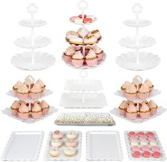 Cake Stand Set Cupcake Stands Appetizer Plates Party Decor White 11pcs
