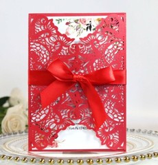 100x Wedding Invitation Cards Laser Cut Hollow Out Romantic Holiday Party Floral