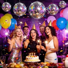 2/3 Pcs Large Disco Ball Mirror Big Hanging Glass for Party Events Wedding