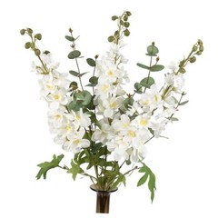 White Flowers Artificial Delphinium Combo Green Eucalyptus Stems White&green