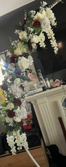 Circle Wedding Backdrop Arch Floral Garland White Burgundy Green Artificial