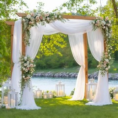 Mesh Gauze Backdrop Curtain Wedding Party Photo Decor