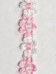 Braided tied rope like ribbon pink and white 5 yards 1/2 in wide