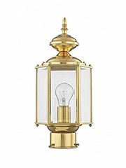 Lighting 2117-02 Post Light Fixture, Polished Brass | Clear Beveled Glass