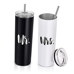 Mr and Mrs Gift Set, Mr and Mrs Stainless Steel Insulated 1 Black and White
