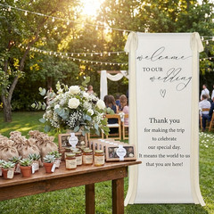Elegant Wedding Welcome Sign Stand with Adjustable Easel and Satin Ribbon