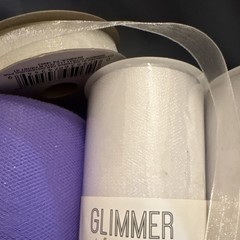 Glimmer & Matte Tulle Rolls, Glitter, White Silver Purple, New and Used