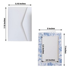 25 BLUE WHITE 7″ Paper Photo PICTURE FRAMES Cards Envelopes Favors Party Decor