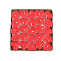50 Pack Heart Shaped Unscented Tea Lights Candles – Smokeless Tealight Red