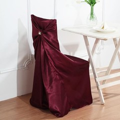 6 Burgundy SATIN UNIVERSAL CHAIR COVER for Wedding Banquet Reception Decorations