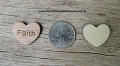 100 qty 1″ FAITH Wood Hearts Table Confetti Wooden Wedding Decor Embellishment