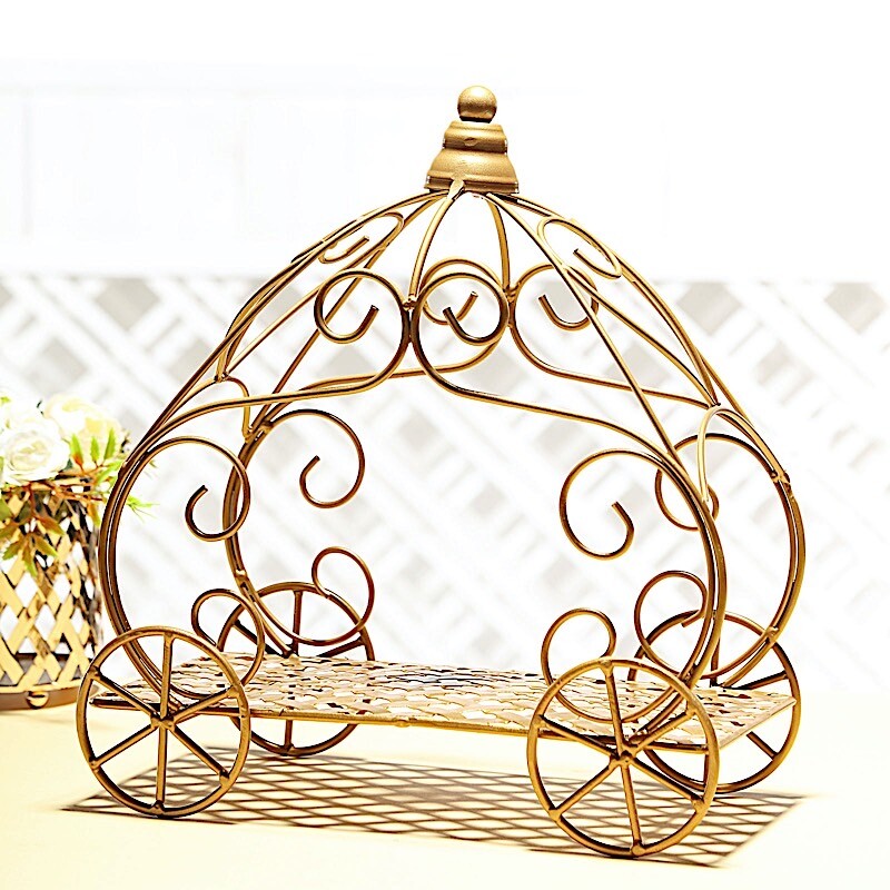 GOLD 11″ tall Cinderella Carriage Stand Party Centerpiece Wedding Decorations
