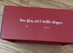 EAI Miss To Mrs & Lucky Mr Wine Glass Gift Set & Bottle Stopper Hand Wash Only