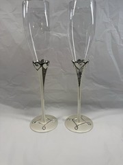 Vintage Crystal Wedding Champagne Goblets for Bride & Groom