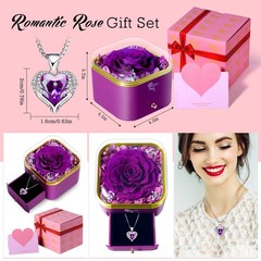 Mothers Day Flowers Roses Gifts for Mom – Preserved Real Blue Rose Purple