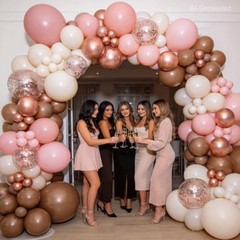 Balloon Arch Kit, Rose Gold Blush Pink and Brown Balloons Sand White Dusty Pink