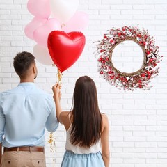 Hotop 6 Feet Valentine’s Day Berry Garland Red Pink Red, Pink, White