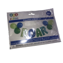 «Roar» Foil Letter  Banner  with latex Balloons kit Green, Blue and teal – new 