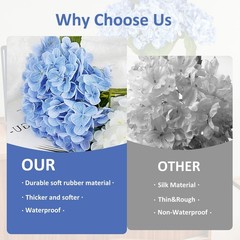3pcs Hydrangea，Artificial Hydrangea Flowers，Latex Real Touch Hydra