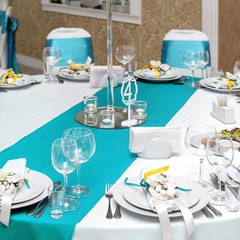 4x Teal Blue Satin 12″x 108» Table Runner Bright Silk Smooth Wedding Party