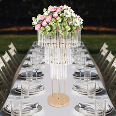 3 Tiers Crystal Flower Stand Gold Wedding Flower Stand Flower Arrangement Decor