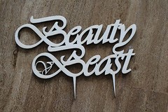 CakeTopper Beauty & V Beast Custom Personalised Wedding Cake Topper Wood Acrylic