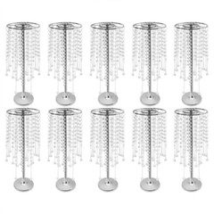 10pcs Crystal Flower Stand Silver Table Centerpieces for Wedding Party Decor