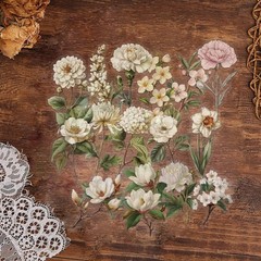 50pcs White Flower Scrapbook Stickers – Vintage Botanical Clear Floral Aes