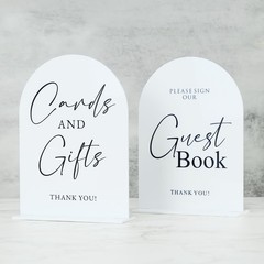 2 PCS White Acrylic Wedding Signs 5×7 Inch Arch Table Sign Base Reception