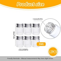 12PCS 5ML Glass Bottles with Aluminum Lids Tiny Clear Jars Storage Vials