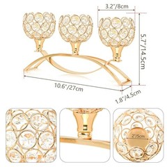 Crystal Tealight Candle Holder Centerpiece Home Decorative 4 Pieces Gold