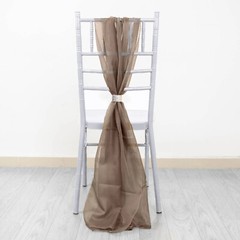 5 Taupe Premium Chiffon Wide CHAIR SASHES Wedding Party Reception Decorations