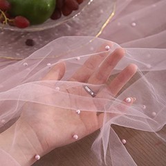 Lace Tablecloth Pearl Table Cloth Summer Sheer Tulle 86″ x 55″ (Oblong) Pink