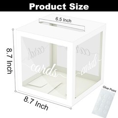 White Gift Card Box with Clear Window, Elegant Holder for Wedding Birthday