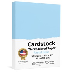 NextDayLabels Color Cardstock Paper – 50 Sheets – 8-1/2″ x 11″, Pastel Blue