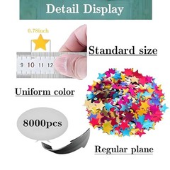 Star Metallic Foil Confetti 8000 Pcs Shiny Star Table Confetti for Fill Rainbow