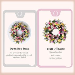 idyllic 22 Inch Spring Summer Wild Flower Front Door Wreath, Everyday Greener…