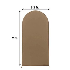 7 ft TAUPE Matte Fitted Spandex Round Top Arch Backdrop STAND COVER Party