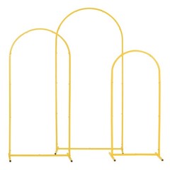 Stable Gold Arch Backdrop Stand 3-Pc Set: 6×2.6ft, 5×2.2ft, 4×1.7ft for Weddings