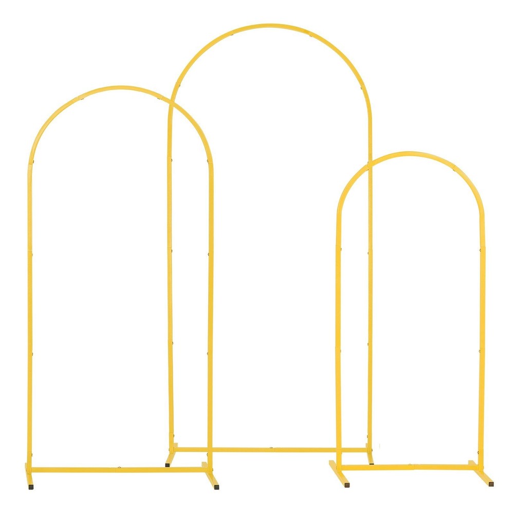 Stable Gold Arch Backdrop Stand 3-Pc Set: 6×2.6ft, 5×2.2ft, 4×1.7ft for Weddings