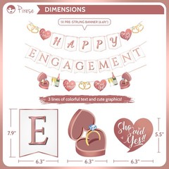 Pirese Rose Gold Happy Engagement Banner, Just Engaged