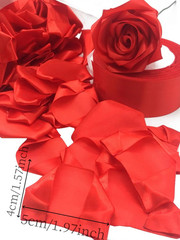 100 Pcs Premade Satin Ribbon Rose Petals Half-Finished Crafting DIY Eternal Flow