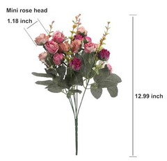 7 Branch1 Mini Rose Heads Artificial Flowers Bouquet Wedding 2 2 Pcs Rose Red