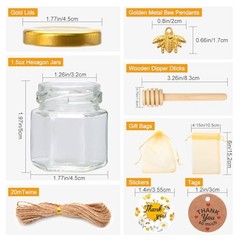 1.5 oz Mini Glass Honey Jars, Honey Jars Party Favors in Bulk, with