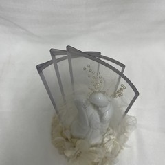 VTG Bride Groom Wedding Cake Topper White Porcelain 5” Figurine 8” Total
